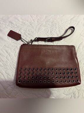 Coach Burgundy Leather Wristlet